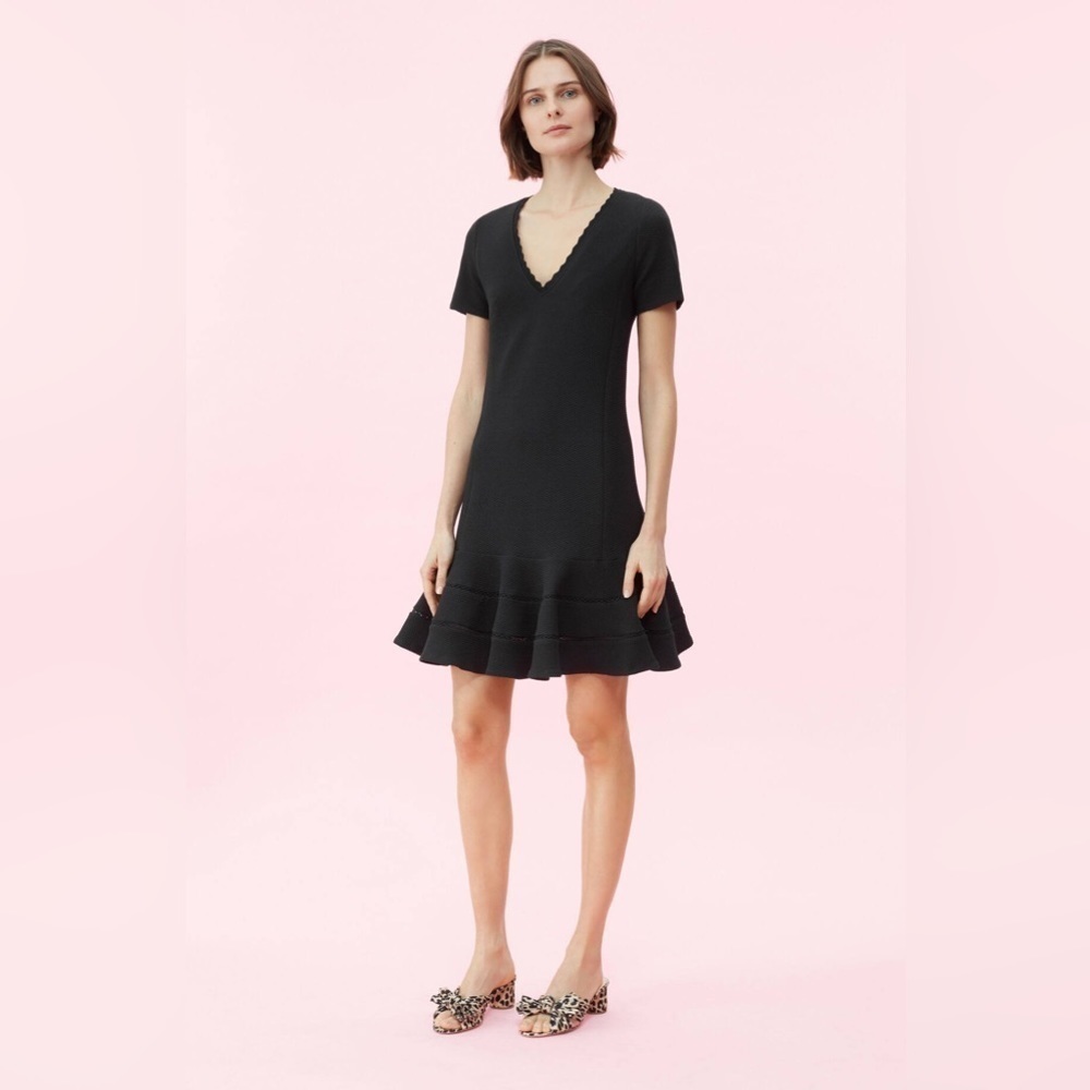 NWT $395 REBECCA TAYLOR  Stretch Texture Little Black Dress Black Size 4